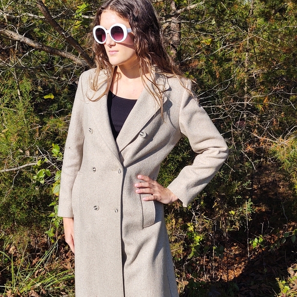 Vintage Beltless Pea Coat Grey Wool Sm